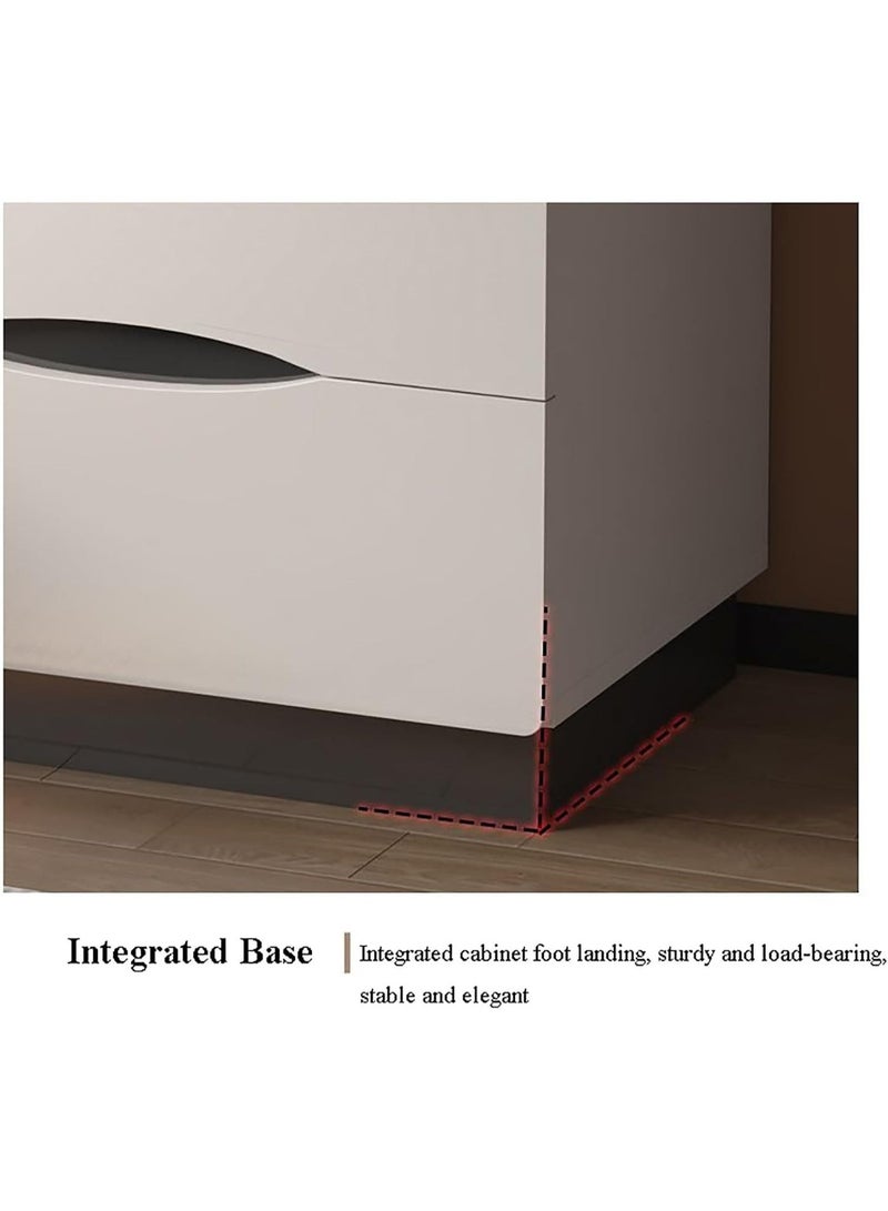 شو وو طاولة جانبية بجانب السرير مع 2 درج للتخزين، خزانة تخزين جانبية بتصميم بسيط لغرفة النوم وغرفة المعيشة - Image 5